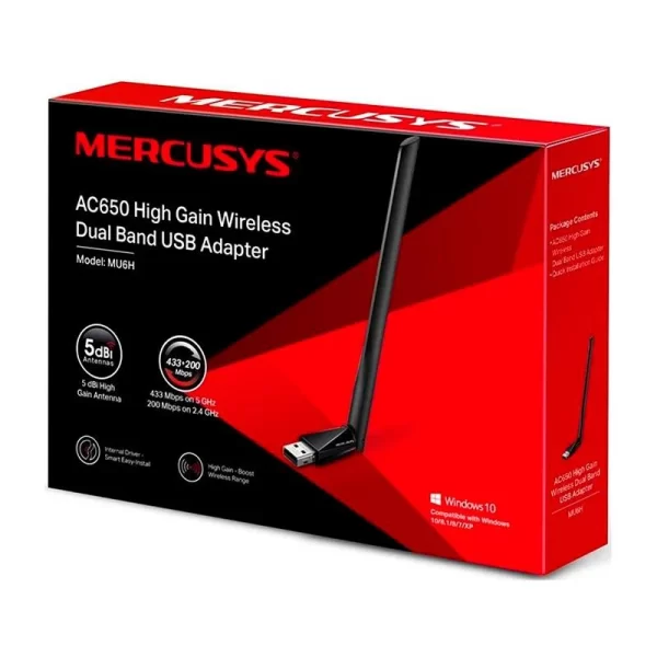 Placa de red WiFi USB doble banda AC650